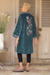Cotton velvet kimono jacket, 'Blue Kashmiri Garden' - Embroidered Long Blue Cotton Velvet Open Front Jacket (image 2e) thumbail