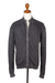 Men's cotton cardigan, 'Charcoal Spark' - Men's Zippered Grey Cotton Sweater (image 2e) thumbail