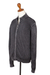 Men's cotton cardigan, 'Charcoal Spark' - Men's Zippered Grey Cotton Sweater (image 2f) thumbail
