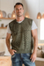 Men's cotton sweater vest, 'Olive Leaf' - Men's Cotton Sweater Vest from India thumbail