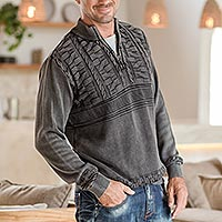 Featured review for Mens cotton sweater, Stylish in Charcoal