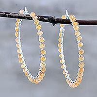 Carnelian hoop earrings, 'Carousel' - Sterling Hoop Earrings with Carnelian