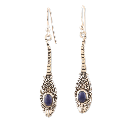 Lapis lazuli dangle earrings, 'Royal Snake' - Sterling Silver and Lapis Lazuli Snake Earrings