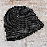 Men's knit hat, 'Lived in style' - Men's Stonewashed Cotton Winter Hat