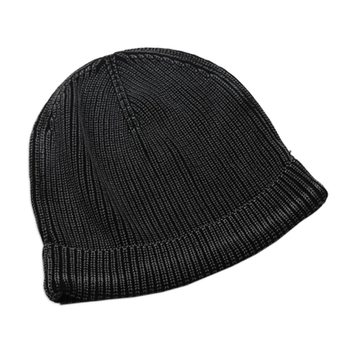 Men's knit hat, 'Lived in style' - Men's Stonewashed Cotton Winter Hat