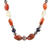 Multi-gemstone beaded necklace, 'Moon Dance' - Lapis Lazuli and Carnelian Beaded Necklace