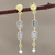 Gold-plated labradorite and cultured pearl dangle earrings, 'New Year' - Gold-Plated Labradorite and Pearl Dangle Earrings (image 2) thumbail