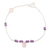 Amethyst and rose quartz charm bracelet, 'Pink Morning' - Handmade Amethyst and Rose Quartz Charm Bracelet