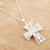 Rainbow moonstone pendant necklace, 'True Faith' - Sterling Silver and Rainbow Moonstone Cross Necklace (image 2) thumbail