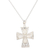 Rainbow moonstone pendant necklace, 'True Faith' - Sterling Silver and Rainbow Moonstone Cross Necklace thumbail