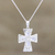 Rainbow moonstone pendant necklace, 'True Faith' - Sterling Silver and Rainbow Moonstone Cross Necklace (image 2b) thumbail