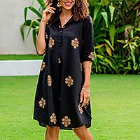 Featured review for Block-printed shirt dress, A Stich in Time in Black