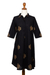 Block-printed cotton blend shirtwaist dress, 'Elegant Effort' - Block-Printed Cotton Blend Shirt Dress