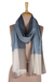 Wool blend shawl, 'Too Cool in Blue' - Blue Wool and Silk Blend Shawl from India (image 2a) thumbail