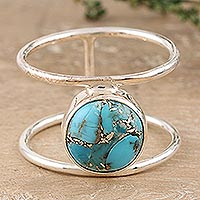 Sterling silver single stone ring, 'All Around the World'