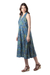 Printed cotton a-line dress, 'Blue Garden' - Cotton Floral-Motif Sleeveless A-Line Dress (image 2c) thumbail