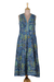 Printed cotton a-line dress, 'Blue Garden' - Cotton Floral-Motif Sleeveless A-Line Dress (image 2e) thumbail