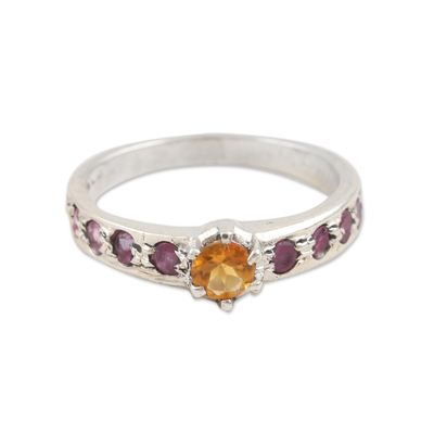 Indian Citrine and Ruby Solitaire Ring