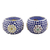 Glass mosaic tealight candleholders, 'Royal Light' (pair) - Blue Glass Mosaic Tealight Candleholders (Pair)