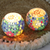 Glass mosaic tealight candleholders, 'Floating Flowers' (pair) - Colorful Glass Flower Tealight Candleholders (Pair) thumbail