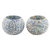 Glass mosaic tealight candleholders, 'Starry Dazzle' (pair) - Glass Star Mosaic Tealight Candleholders (Pair)
