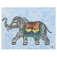 'Royal Elephant' - Acrylic Elephant Painting on Canvas