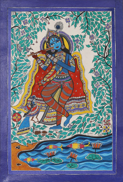 Indian Madhubani Painting on Handmade Paper