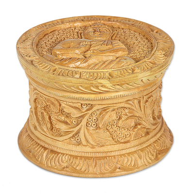 Hand Carved Kadam Wood Decorative Buddha Box