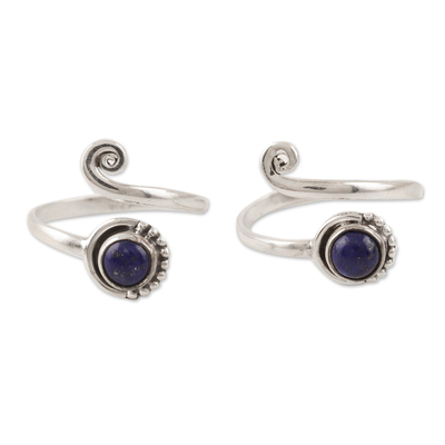 Lapis lazuli toe rings, 'Royal Eddy' (pair) - Sterling Silver and Lapis Lazuli Toe Rings (Pair)