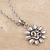 Sterling silver pendant necklace, 'Lotus Om' - Sterling Silver Lotus and Om Pendant Necklace (image 2b) thumbail