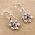 Garnet dangle earrings, 'Floral Fire' - Garnet and Sterling Silver Floral Dangle Earrings