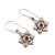 Garnet dangle earrings, 'Floral Fire' - Garnet and Sterling Silver Floral Dangle Earrings