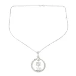 Sterling silver pendant necklace, 'Pious Harmony' - Sterling Silver Spiritual Pendant Necklace from India