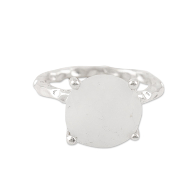 Rhodium-Plated Moonstone Cocktail Ring