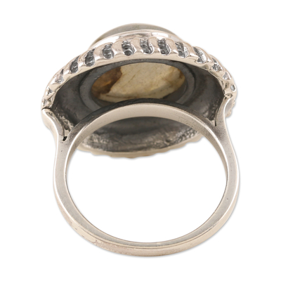 Labradorite cocktail ring, 'Evening Flames' - Sterling Silver and Labradorite Cocktail Ring