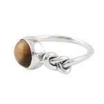 Tiger's eye cocktail ring, 'Earthy Knot' - Sterling Silver and Tiger's Eye Cocktail Ring