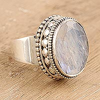 Featured review for Rainbow moonstone cocktail ring, Misty Enclave