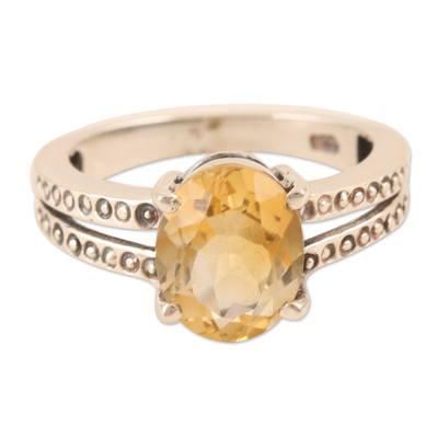 Sterling Silver and Citrine Solitaire Ring