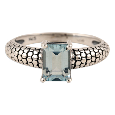 Sterling Silver and Blue Topaz Solitaire Ring