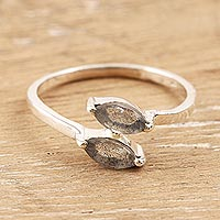 Labradorite wrap ring, 'Wrapped in Beauty' - Sterling Silver and Labradorite Wrap Ring