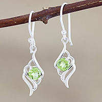 Peridot and Sterling Silver Dangle Earrings,'Leafy Green'