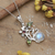 Halskette mit Anhänger aus mehreren Edelsteinen - Halskette mit Blumenmotiv-Anhänger aus Peridot und Granat