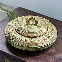 Eco-Friendly Lidded Paper Basket,'Glittering Green'