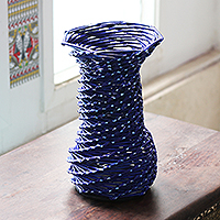 Decorative recycled paper vase, 'Royal Flair' - Eco-Friendly Decorative Paper Vase