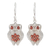 Garnet dangle earrings, 'Radiant Owl' - Sterling Silver and Garnet Owl-Motif Dangle Earrings