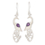 Amethyst dangle earrings, 'Indian Peacock in Purple' - Amethyst and Sterling Silver Peacock Dangle Earrings