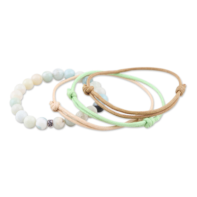 Onyx jewelry set, 'Blissful Morning' - Onyx Beaded Bracelet and Necklace Jewelry Set