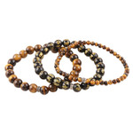 Gemstone beaded stretch bracelets, 'Healing Trio' (set of 3) - Tiger's Eye and Onyx Beaded Stretch Bracelet (Set of 3)