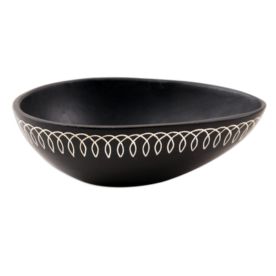 Hand Crafted Silver Inlay Bidri Decorative Bowl
