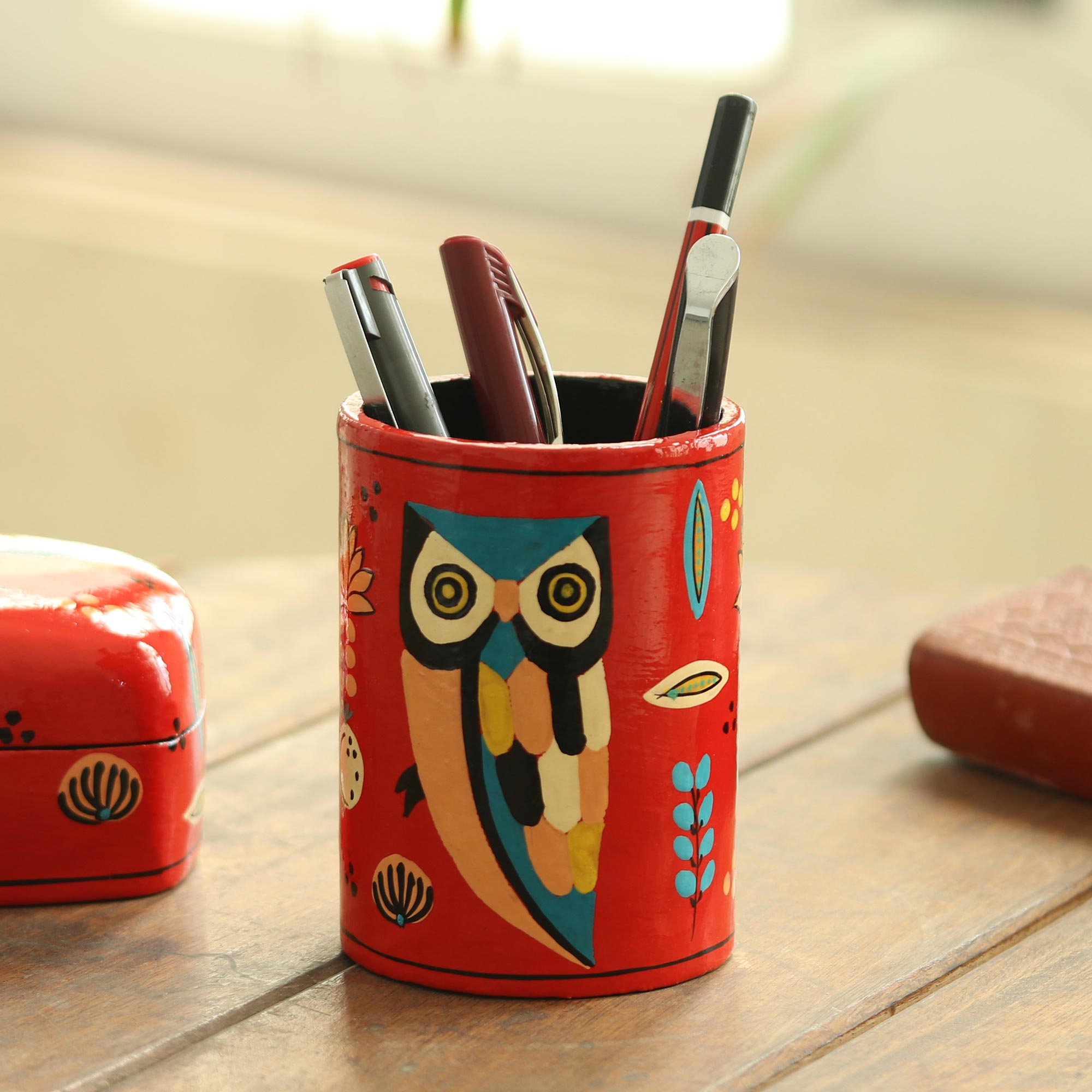Pen Holder - Handmade Decorative Soapstone Pencil And Pen Holder